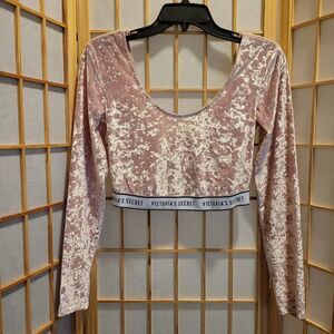 Victoria Secret Womens Velvet Pink Stretch Top Sz M NWT
